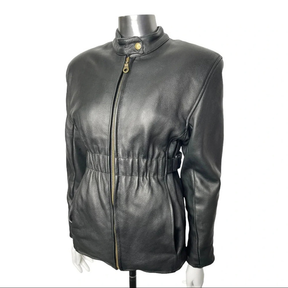 Boutique Of Leathers Leather  Motorcycle Jacket Black Zip Out Lining Size Small - Picture 5 of 12
